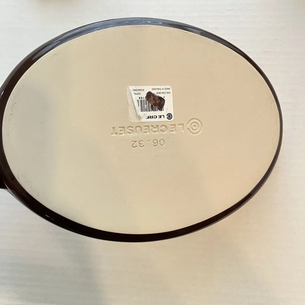 Le Creuset Poterie Oval 11” Espresso Looks Unused Enamel Stoneware Baker 28 cm